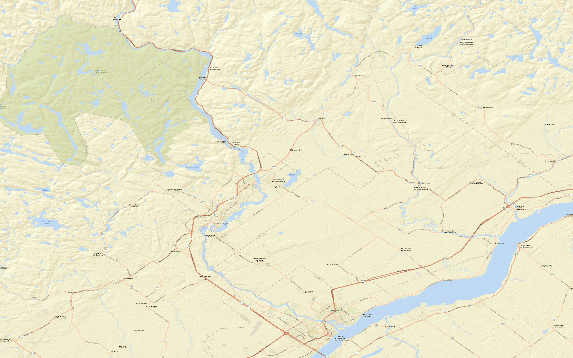 Carte régionale de Ste-Thècle